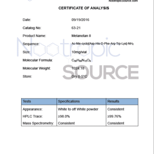 Alternative view of Melanotan 2 MT2 Peptide