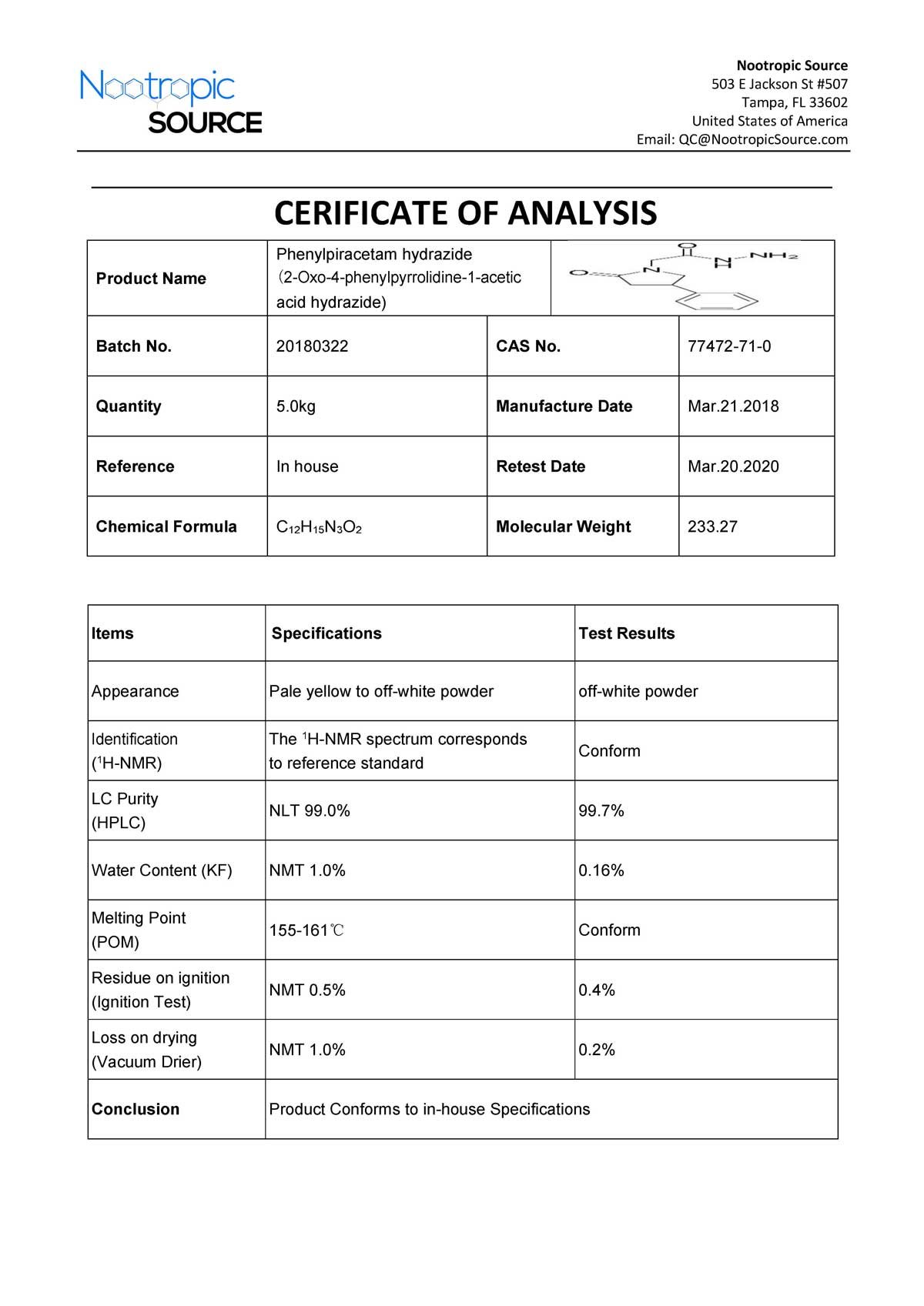 Phenylpiracetam Hydrazide - Image 2