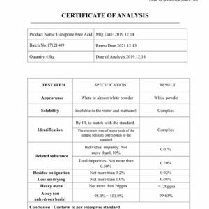 Alternative view of Tianeptine Free Acid Powder